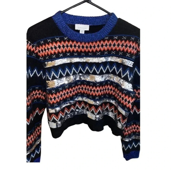 Topshop Multi Texture Metallic Sweatshirt Size 6 - Picture 1 of 5